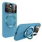 For iPhone 14 Plus Large Window MagSafe Magnetic Holder Phone Case(Sky Blue) - 1