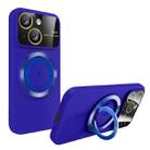 For iPhone 14 Plus Large Window MagSafe Magnetic Holder Phone Case(Klein Blue) - 1