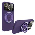 For iPhone 14 Large Window MagSafe Magnetic Holder Phone Case(Dark Purple) - 1