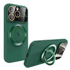 For iPhone 13 Pro Large Window MagSafe Magnetic Holder Phone Case(Dark Green) - 1