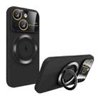 For iPhone 13 Large Window MagSafe Magnetic Holder Phone Case(Black) - 1