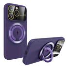 For iPhone 12 Pro Large Window MagSafe Magnetic Holder Phone Case(Dark Purple) - 1