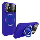 For iPhone 12 Large Window MagSafe Magnetic Holder Phone Case(Klein Blue) - 1