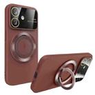 For iPhone 12 Large Window MagSafe Magnetic Holder Phone Case(Claret Red) - 1