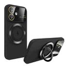 For iPhone 12 Large Window MagSafe Magnetic Holder Phone Case(Black) - 1