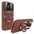 For iPhone 11 Large Window MagSafe Magnetic Holder Phone Case(Claret Red) - 1