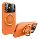 For iPhone 11 Large Window MagSafe Magnetic Holder Phone Case(Orange) - 1