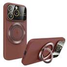 For iPhone 11 Pro Large Window MagSafe Magnetic Holder Phone Case(Claret Red) - 1