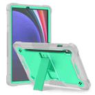 For Samsung Galaxy Tab S9 Shockproof Silicone Hybrid PC Tablet Case with Holder(Mint Green + Grey) - 1