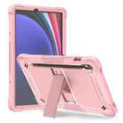 For Samsung Galaxy Tab S9 Shockproof Silicone Hybrid PC Tablet Case with Holder(Rose Gold) - 1
