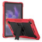 For Samsung Galaxy Tab A9 Shockproof Silicone Hybrid PC Tablet Case with Holder(Black + Red) - 1