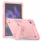 For Samsung Galaxy Tab A9 Shockproof Silicone Hybrid PC Tablet Case with Holder(Rose Gold) - 1
