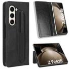 For Samsung Galaxy Z Fold5 Magnetic Buckle Retro Texture Leather Phone Case with Pen Slot(Black) - 1