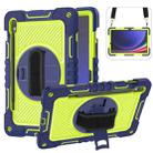 For Samsung Galaxy Tab S9 360 Degree Rotation PC Contrast Silicone Tablet Case(Navy Blue + Yellow Green) - 1