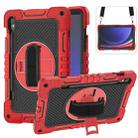 For Samsung Galaxy Tab S9 360 Degree Rotation PC Contrast Silicone Tablet Case(Red + Black) - 1