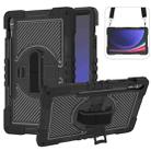 For Samsung Galaxy Tab S9+ 360 Degree Rotation PC Contrast Silicone Tablet Case(Black) - 1