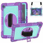 For Samsung Galaxy Tab A9+ 360 Degree Rotation PC Contrast Silicone Tablet Case(Purple + Mint Green) - 1