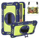 For Samsung Galaxy Tab A9 360 Degree Rotation PC Contrast Silicone Tablet Case(Navy Blue + Yellow Green) - 1
