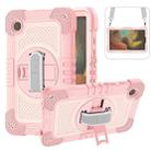 For Samsung Galaxy Tab A9 360 Degree Rotation PC Contrast Silicone Tablet Case(Rose Gold) - 1