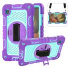 For Samsung Galaxy Tab A9 360 Degree Rotation PC Contrast Silicone Tablet Case(Purple + Mint Green) - 1