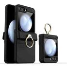 For Samsung Galaxy Z Flip5 Shockproof PC Phone Case with Ring Holder(Black) - 1