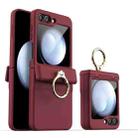 For Samsung Galaxy Z Flip5 Shockproof PC Phone Case with Ring Holder(Wine Red) - 1