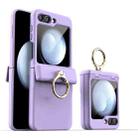 For Samsung Galaxy Z Flip5 Shockproof PC Phone Case with Ring Holder(Light Purple) - 1