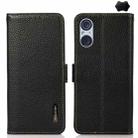 For Sony Xperia 5 V KHAZNEH Side-Magnetic Litchi Genuine Leather RFID Case(Black) - 1