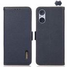 For Sony Xperia 5 V KHAZNEH Side-Magnetic Litchi Genuine Leather RFID Case(Blue) - 1