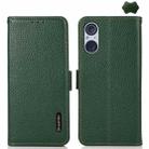 For Sony Xperia 5 V KHAZNEH Side-Magnetic Litchi Genuine Leather RFID Case(Green) - 1