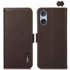 For Sony Xperia 5 V KHAZNEH Side-Magnetic Litchi Genuine Leather RFID Case(Brown) - 1