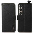 For Sony Xperia 1 VI KHAZNEH Side-Magnetic Litchi Genuine Leather RFID Case(Black) - 1