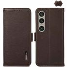 For Sony Xperia 1 VI KHAZNEH Side-Magnetic Litchi Genuine Leather RFID Case(Brown) - 1