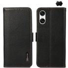 For Sony Xperia 10 VI KHAZNEH Side-Magnetic Litchi Genuine Leather RFID Case(Black) - 1