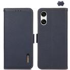 For Sony Xperia 10 VI KHAZNEH Side-Magnetic Litchi Genuine Leather RFID Case(Blue) - 1