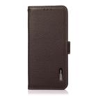For Sony Xperia 10 VI KHAZNEH Side-Magnetic Litchi Genuine Leather RFID Case(Brown) - 2