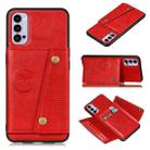 For OPPO Reno4 Pro 5G Double Buckle PU + TPU Shockproof Magnetic Protective Case with Card Slot & Holder(Red) - 1