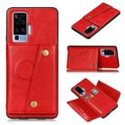 For Vivo X50 Double Buckle PU + TPU Shockproof Magnetic Protective Case with Card Slot & Holder(Red) - 1