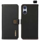 For Sony Xperia 5 V KHAZNEH Custer Genuine Leather RFID Phone Case(Black) - 1