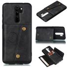 For Xiaomi Redmi 9 Double Buckle PU + TPU Shockproof Magnetic Protective Case with Card Slot & Holder(Black) - 1