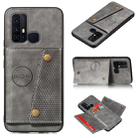 For Huawei P smart 2020 Double Buckle PU + TPU Shockproof Magnetic Protective Case with Card Slot & Holder(Grey) - 1