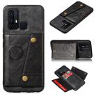 For Huawei P smart 2020 Double Buckle PU + TPU Shockproof Magnetic Protective Case with Card Slot & Holder(Black) - 1