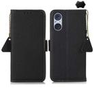 For Sony Xperia 5 V Side-Magnetic TJ Genuine Leather RFID Phone Case(Black) - 1