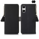 For Sony Xperia 10 VI Side-Magnetic TJ Genuine Leather RFID Phone Case(Black) - 1