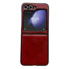 For Samsung Galaxy Z Flip5 Integrated Crazy Horse Texture Leather Shockproof Phone Case(Brown) - 1