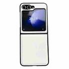 For Samsung Galaxy Z Flip5 Integrated Morandi Solid Color Leather Texture Phone Case(White) - 1
