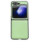 For Samsung Galaxy Z Flip5 Integrated Morandi Solid Color Leather Texture Phone Case(Green) - 1
