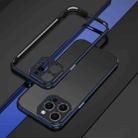 For iPhone 15 Pro Max Aurora Series Lens Protector + Metal Frame Phone Case(Black Blue) - 1