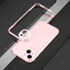 For iPhone 15 Plus Aurora Series Lens Protector + Metal Frame Phone Case(Pink Silver) - 1