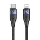 USAMS US-SJ634 U85 1.2m Type-C to 8 Pin PD30W Aluminum Alloy Fast Charging & Data Cable(Black) - 1